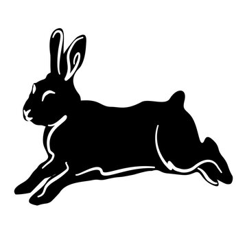 rabbit silhouette bunny bounding fast animal running hop icon