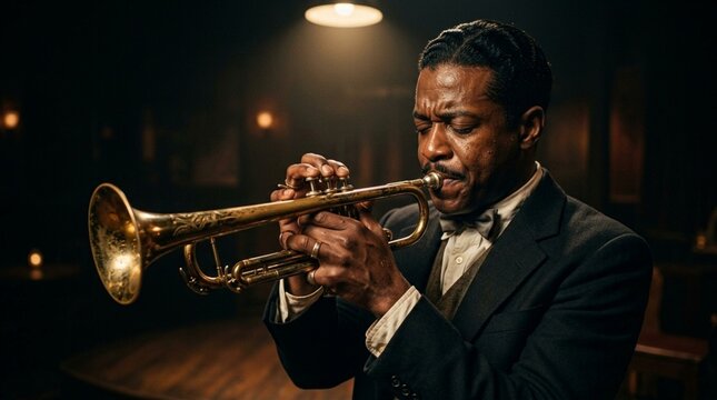 Jazz Trumpeter Performing in Moody, Vintage Club Setting