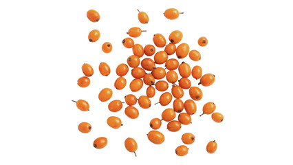 Small pile of fresh ripe orange sea buckthorn berries isolated on transparent background © Thomas Blake