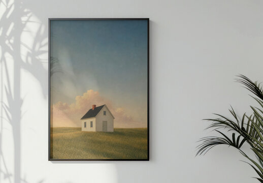 Framed Artwork Mockup PSD With A Serene Landscape