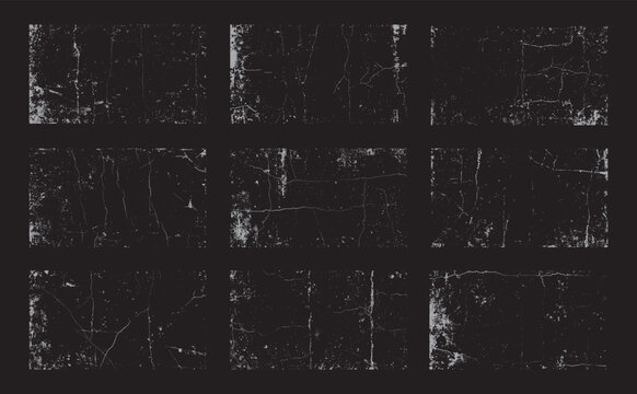 Grungy distressed overlay texture featuring subtle cracks and speckles in monochrome tones, adding vintage character to