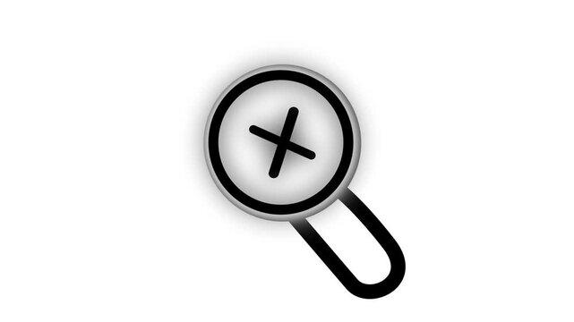 Clean animated magnifying glass zoom in symbol with plus sign, search feature motion graphic asset, web app interface discovery icon isolated on white and black background, 4k stock video