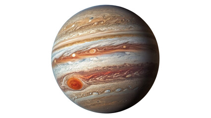 Realistic Jupiter gas giant planet model space illustration isolated on transparent background © Griffin