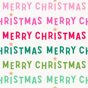 Colorful fun typography design seamless pattern for Christmas and new year background.
