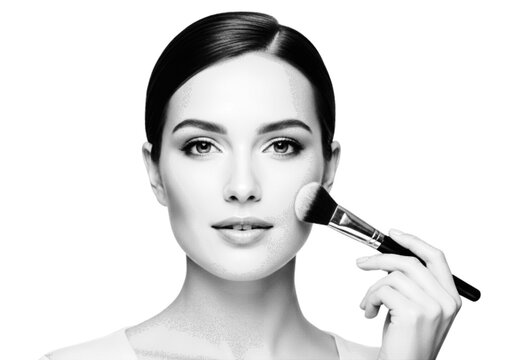 Young woman touching her face with a thoughtful expression Vector, illustration