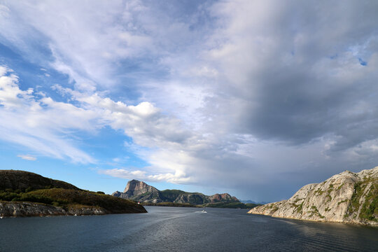 Fantastic cloudy sky over the sea in Nordland region, Norway  