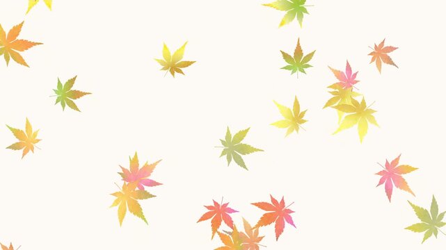 Autumn leaves, maple leaves, autumn background, looping falling leaves, leaves, watercolor illustration, plants, colorful watercolor gradient, animation, 3DCG, natural scenery, CG, hand-drawn,graphics