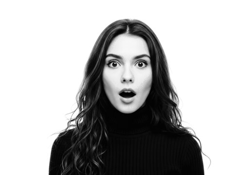 Woman with surprised and shocked expression on white background Vector, illustration