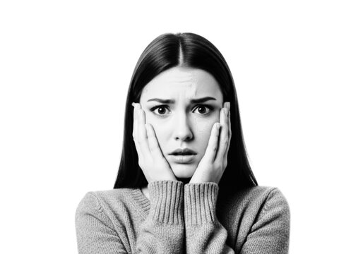 Young woman looking surprised with neutral expression Vector, illustration