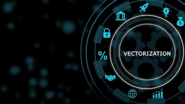 Vectorization concept: digital business transformation and technology automation hud interface digital transformation
