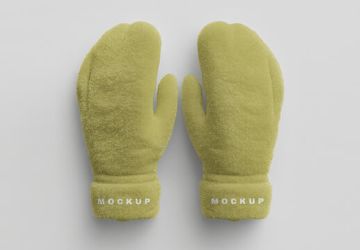 Cozy Fleece Mittens Mockup PSD