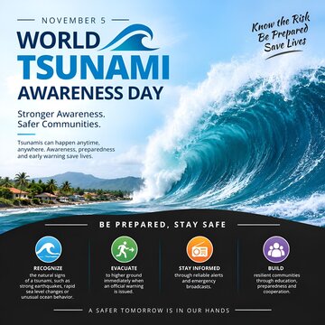 World Tsunami Awareness Day Disaster Preparedness Poster