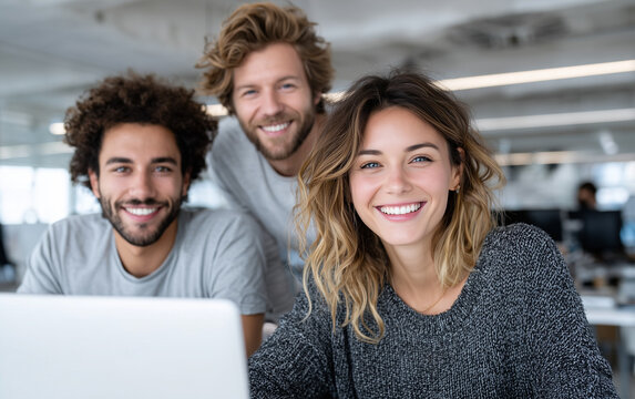 Young Professionals Working Together in Modern Startup Environment &mdash; Authentic Teamwork Portrait

