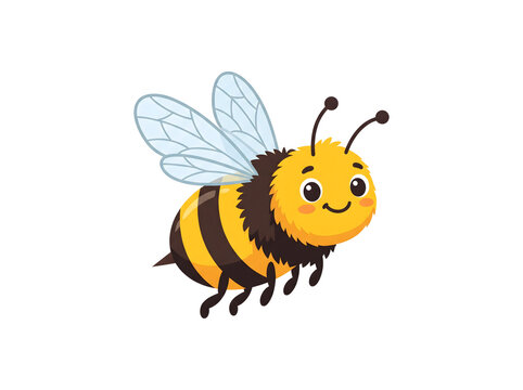 Happy little bee vector illustration, isolated on white background