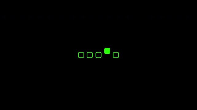 Loading Animation 5 Rectangle Rounded Up Down Bounce From Stroke Line To Fill Green Color Loop Transparent Background. Perfect For UI or Overlay Video Element.