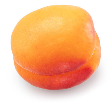 Ripe apricot with red side isolated on white background. File contains clipping path.