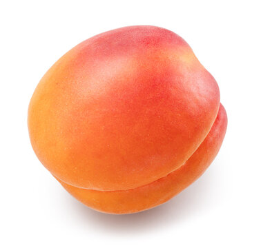 Ripe apricot with red side isolated on white background. File contains clipping path.
