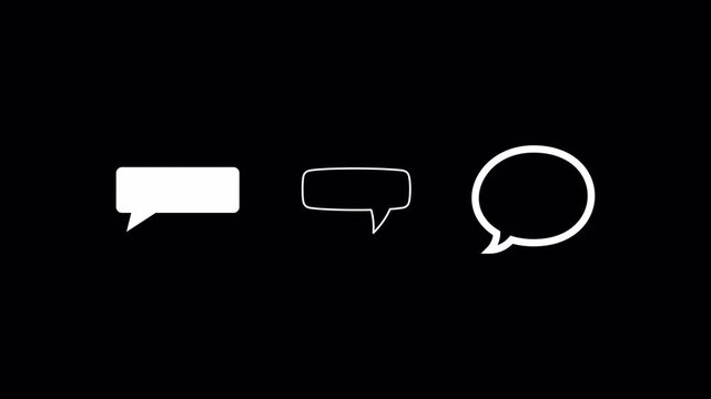 Set of speech bubble dialogue animation with alpha channel, Chat balloon icon animation on a transparent background 