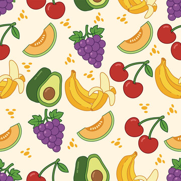 Colorful fruit pattern illustration background