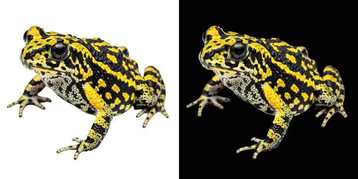 Colorful spotted frog isolated on transparent background