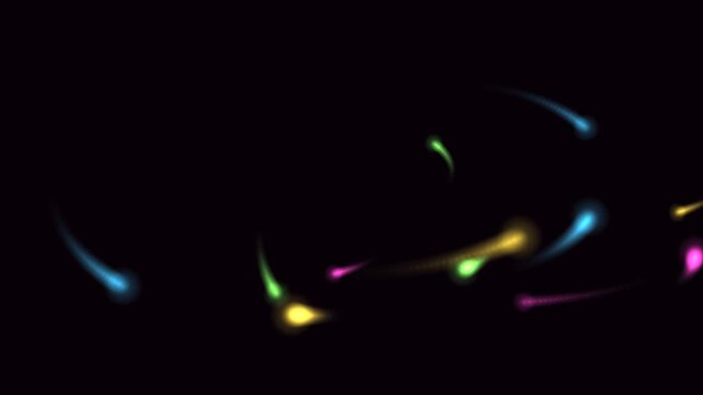 Multicolor neon comet trails swirling abstract seamless loop
