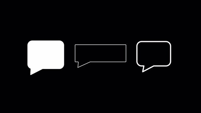 Set of speech bubble dialogue animation with alpha channel, Chat balloon icon animation on a transparent background 