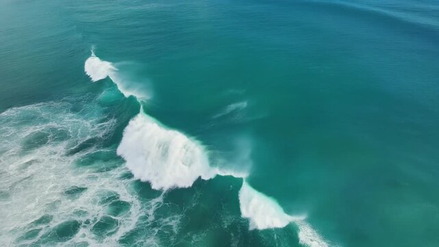 Ocean wave cresting with foam during daylight aerial drone perspective