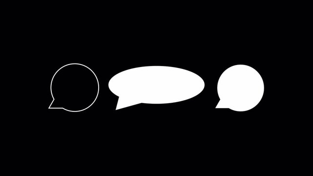 Set of speech bubble dialogue animation with alpha channel, Chat balloon icon animation on a transparent background 
