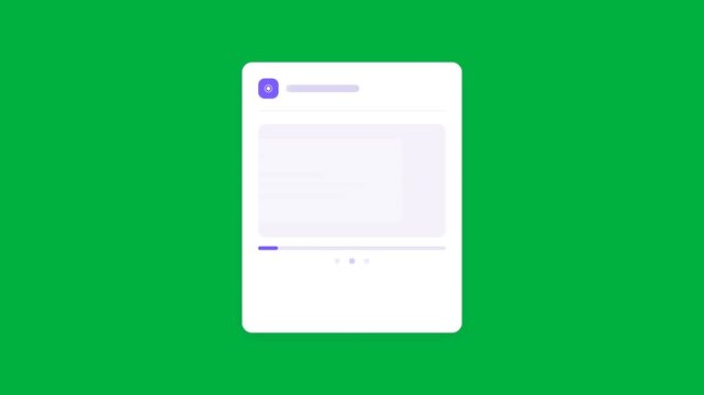 Animated Onboarding Card with Progress Dots on Green