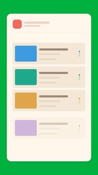 Animated List Card with Thumbnail Placeholders on Green Screen