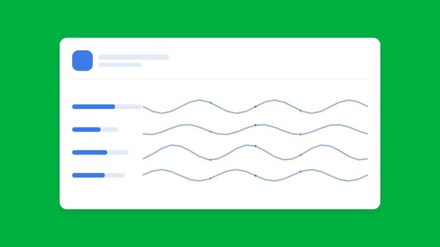 Animated Wavy Line Graph Card with Sliders on Chroma Key