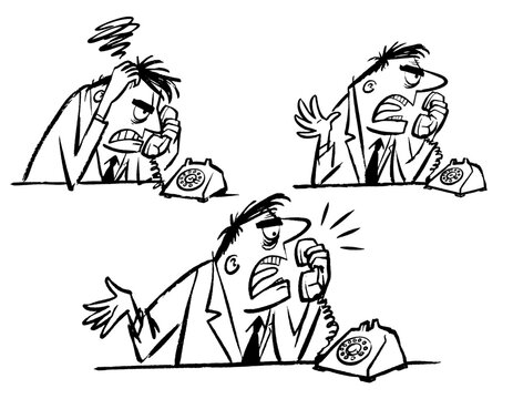 Vintage style clip-art - Angry man on the phone