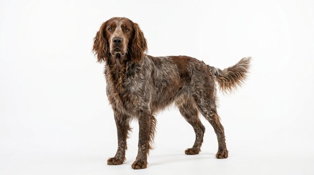 German Shorthaired Pointer Dog Portrait, Brown and White Fur, Studio Shot
