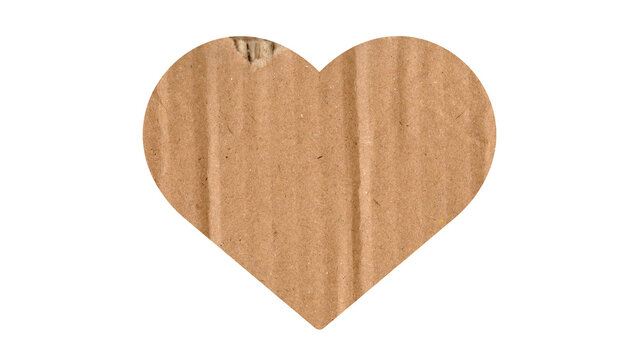 Heart made of cardboard isolated on transparent background