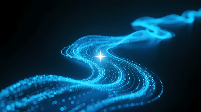 Blue light band flowing in black void