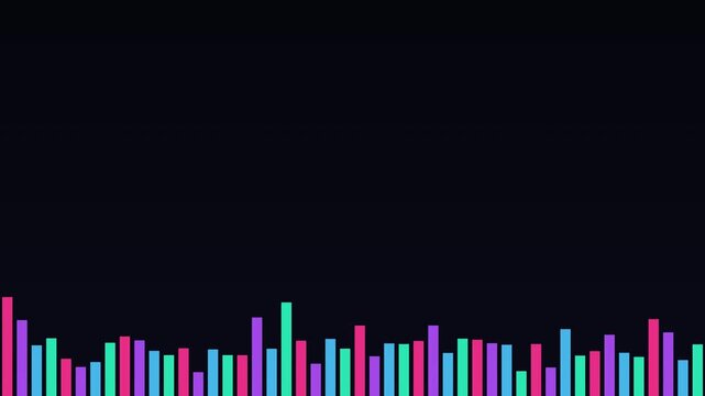 Neon audio equalizer bars pulsing seamless loop