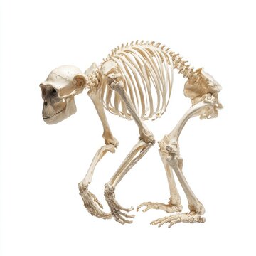 Anatomical Skeleton Of A Primate Isolated On A White Background For Scientific Education