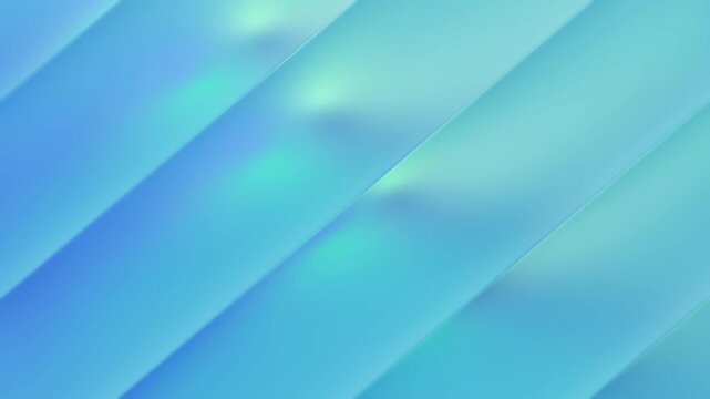 Blue turquoise and mint fluted glass motion background, diagonal rods drifting over soft flowing gradients, seamless loop in 4K