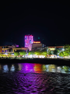 Sochi Russia June 25, 2026: night view of the Mandarin Beach embankment