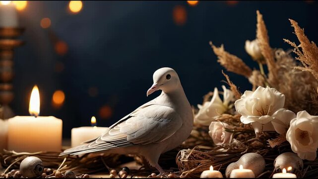 All Saints Day greeting postcard Card with altar Burning Candles on Dark Background AI Generative
