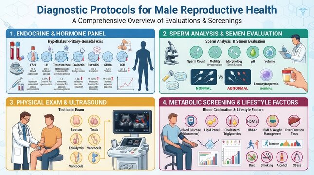 Diagnostic Protocols for Male Reproductive Health Infographic
