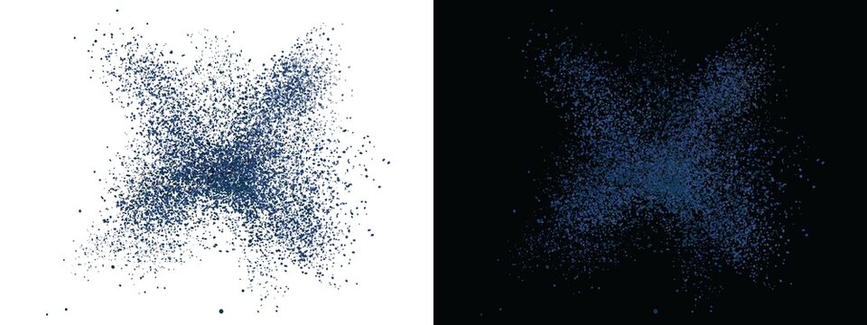Abstract blue powder explosion isolated on transparent background, dynamic particles burst, scattered dust cloud texture, artistic design element for creative projects, high resolution spray effect