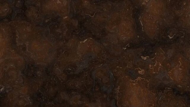 Rich chocolate brown liquid pattern swirling and undulating in an organic textured background