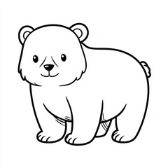 Fototapeta premium Cute Little Bear Cub Line Art Drawing For Coloring Page Isolated On A Clean White Background