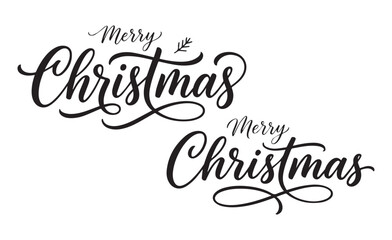 Merry christmas handwritten calligraphy text for holiday greetings with christmas time, black and whi © Kamal