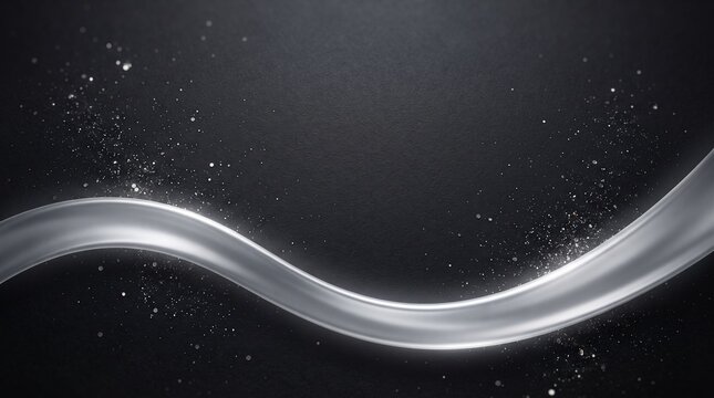 Abstract silver light wave flowing across a dark textured background with glowing particles