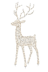Elegant white illuminated wireframe reindeer with large antlers standing gracefully, isolated on a clean white background, perfect for festive designs © no one