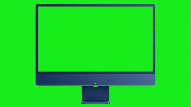 Modern All in One Desktop Computer Monitor with Chroma Key Green Screen Display Isolated on Chroma Background