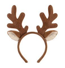Festive brown reindeer antlers headband with soft ears, a fun costume accessory for holiday celebrations, isolated on a clean white background © no one