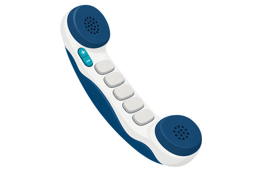 Amplified telephone handset with large tactile keys for hearing support, isolated on white